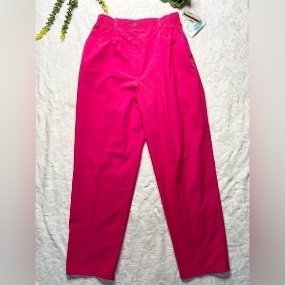 Vintage Pants - Vintage Deadstock 1990 NWT Koret High Waist Straight Leg Mom Pants in Fuchsia 12